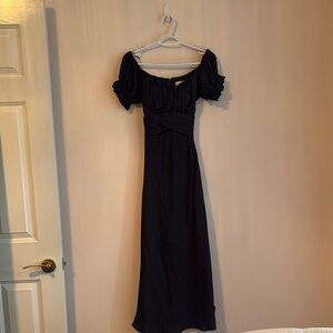 Elegant navy blue  Off-Shoulder Maxi Dress alterd state Medium.